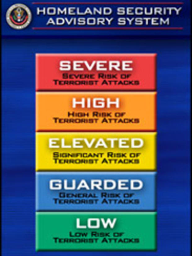 The Department of Homeland Security once used a color-coded advisory system to inform the public of the national threat level. 