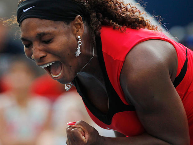 Serena Williams reacts  