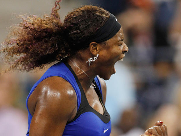 Serena Williams reacts during her semifinal match 