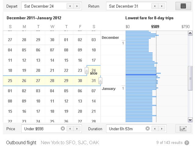 Google Flight Search 