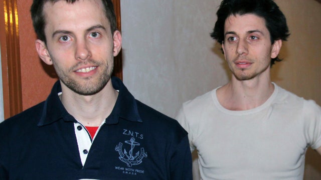 American hikers Shane Bauer, left, and Josh Fattal are seen May 21, 2010, in Tehran, Iran. 