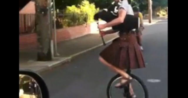 Star Wars theme, bagpipes and unicycle all in one video CBS News