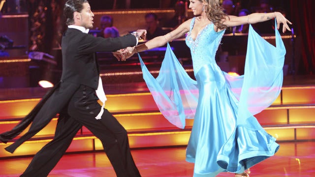 Elisabetta Canalis and Val Chmerkovskiy perform on "Dancing with the Stars" 