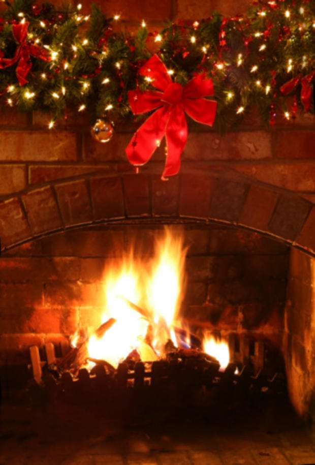 12/9/11 - A Guide to Holiday Family Photo Spots - Red Ribbon Fireplace 