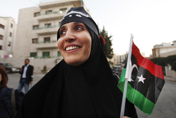 A Libyan woman celebrates 