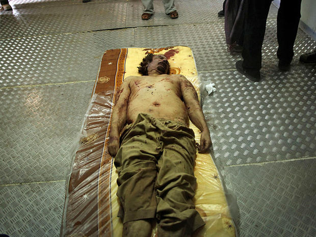 The body of Libyan dictator Muammar Qaddafi 