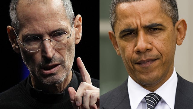Apple CEO Steve Jobs and US President Barack Obama  