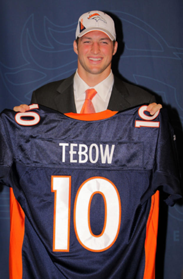 Broncos introduce NFL first round draft pick Tim Tebow 
