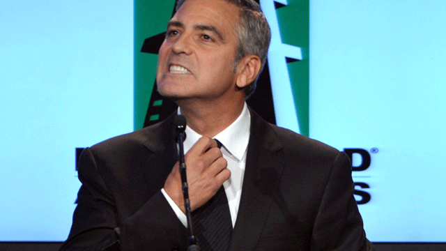 eorge  Clooney  accepts the  Hollywood  Actors  Award Oct. 24, 2011,in Los Angeles.   