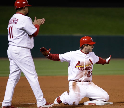 David Freese after hitting a two-run triple 