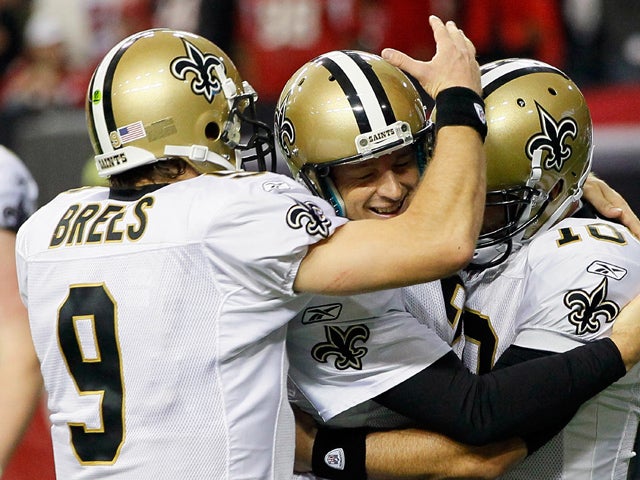 John Kasay celebrates kicking the game-winning field goal 