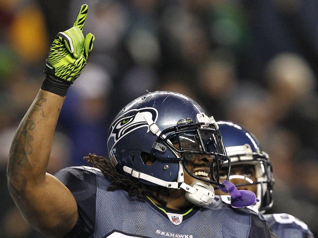 Marshawn Lynch celebrates his second touchdown 