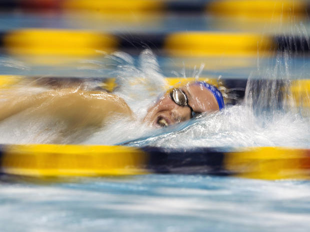 Camille Muffat competes in the women's 800 meter freestyle  