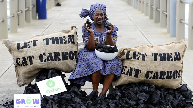 Oxfam protester chides UN climate conference participants 