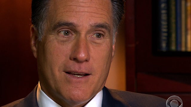 Republican presidential hopeful Mitt Romney is seen in an interview with CBS News, Dec. 14, 2011.  
