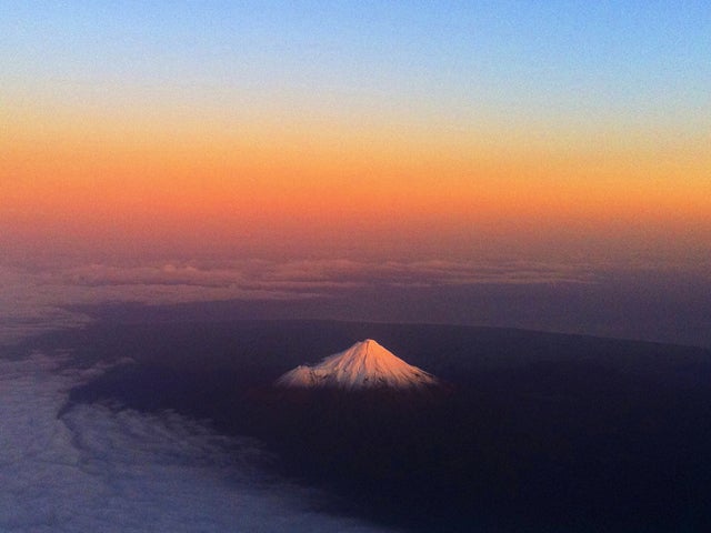 Mount Taranaki has a warm glow  