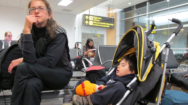 Paroled U.S. activist Lori Berenson and her son Salvador Apari 