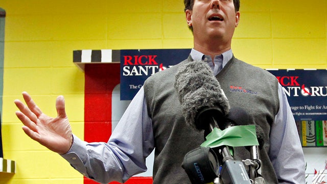 Former Pennsylvania Sen. Rick Santorum speaks during a campaign appearance at the Indianola Public Library Dec. 31, 2011, in Indianola, Iowa. 