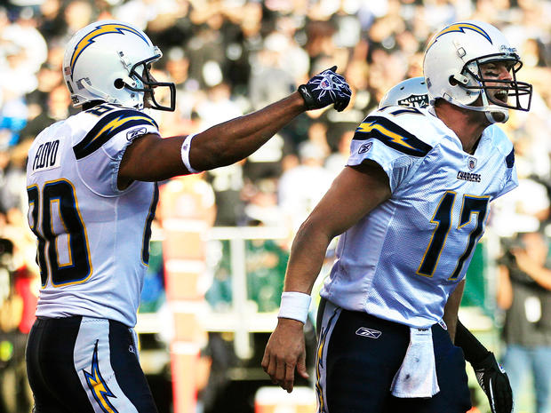 Philip Rivers celebrates after throwing a touchdown  