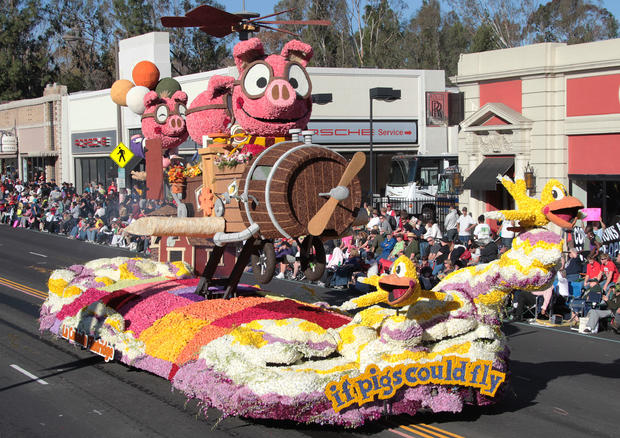 he Bob Hope Humor Trophy float on the parade route during the 123rd Rose Parade presented by Honda on January 2, 2012 in Pasadena, California. 