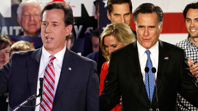 2012 - lowa Elections Mitt Romney Rick Santorum 