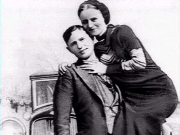 Notorious robbery partners Bonnie Parker and Clyde Barrow are seen in this picture taken between 1932 and 1934. 