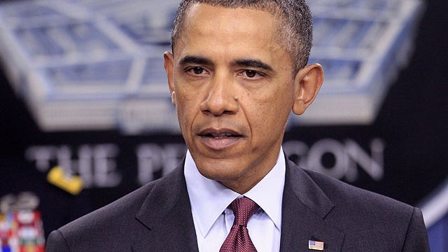 President Barack Obama discusses defense strategic guidance, Thursday, Jan. 5, 2012, at the Pentagon.  