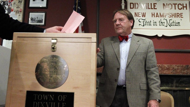 A voter cast his vote in the first-in-the-nation presidential primary 