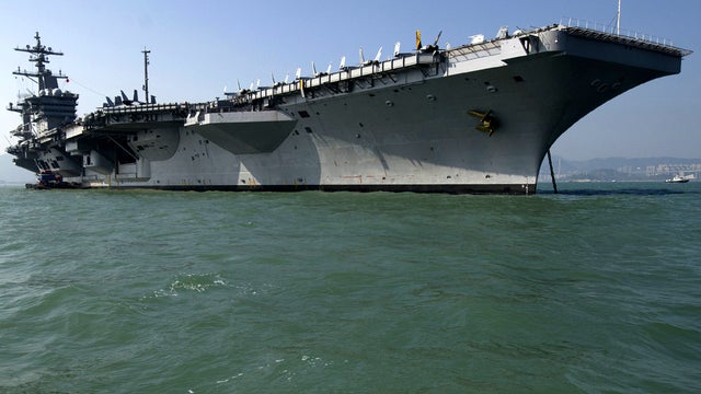 The USS Carl Vinson, a nuclear-powered aircraft carrier, is seen near Hong Kong Dec. 27, 2011. 