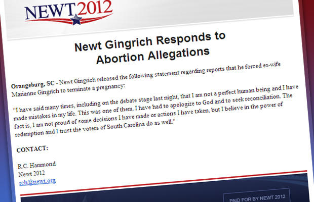 gingrich fake email abortion 