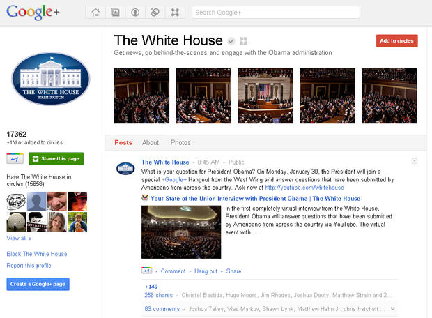 White House Google plus 