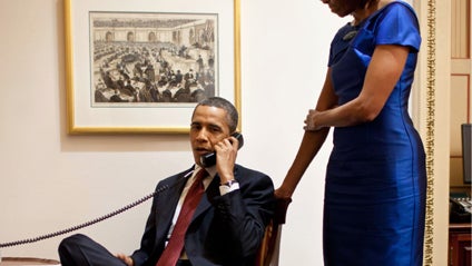 President Obama on the phone with John Buchanan 