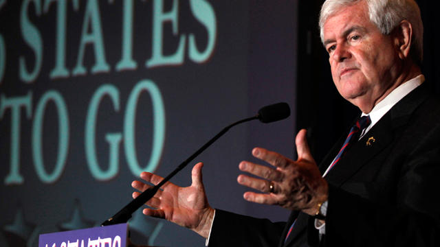 Republican presidential candidate former House Speaker Newt Gingrich speaks during a Florida Republican presidential primary night rally, Tuesday, Jan. 31, 2012, in Orlando, Fla 