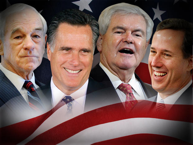 Newt Gingrich, Mitt Romney, Ron Paul and Rick Santorum 
