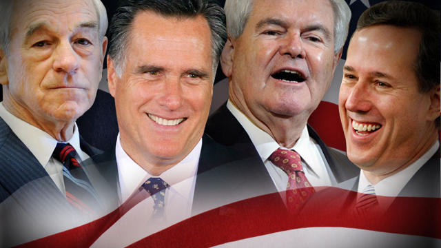 Newt Gingrich, Mitt Romney, Ron Paul and Rick Santorum 