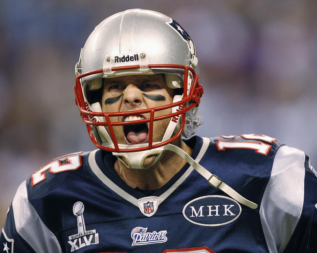 Tom Brady reacts after passing to Danny Woodhead for a touchdown  