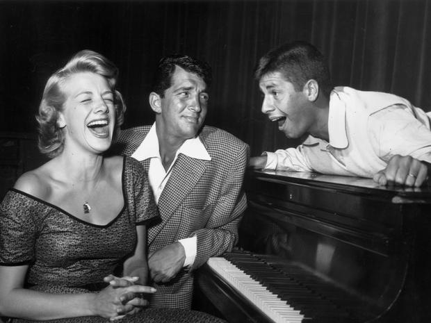 Rosemary Clooney appeared with Dean Martin and Jerry Lewis on The Colgate Comedy Hour circa 1955. 