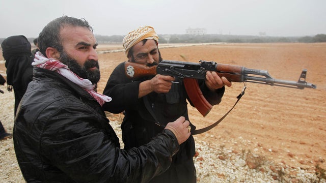 Free Syrian Army weapons training outside Idlib, Syria 
