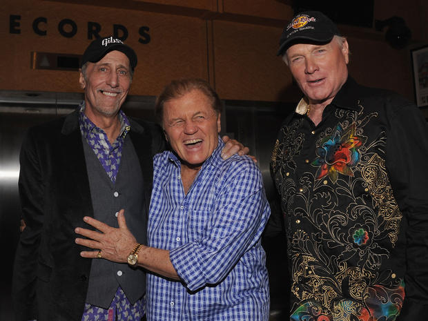 Musicians David Marks, Bruce Johnston, and Mike Love of The Beach Boys attend the EMI Post-GRAMMY Party  