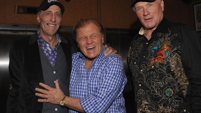 Musicians David Marks, Bruce Johnston, and Mike Love of The Beach Boys attend the EMI Post-GRAMMY Party  