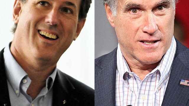 Rick Santorum and Mitt Romney 