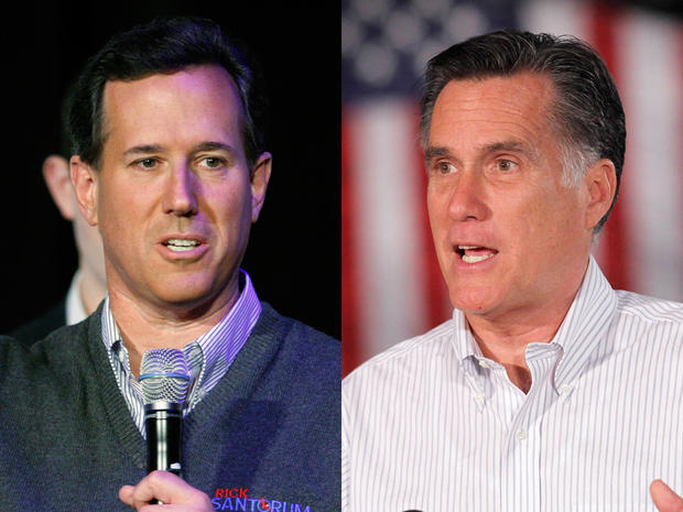 Rick Santorum and Mitt Romney 