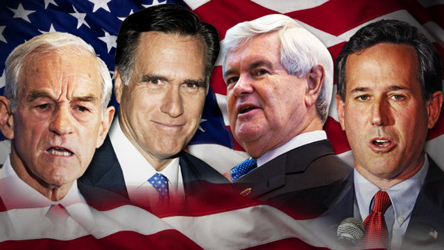 Ron Paul, Mitt Romney, Newt Gingrich and Rick Santorum 