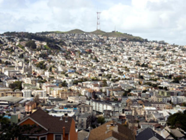 view of bernal hill from noe valley 