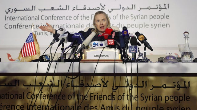 U.S. Secretary of State Hillary Rodham Clinton speaks at a press conference following the Friends of Syria Conference in Tunis, Friday Feb. 24, 2012. U.S. Secretary of State Hillary Rodham Clinton blasted Russia and China on Friday for opposing U.N. Secur 