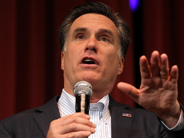 Republican presidential candidate Mitt Romney speaks during a campaign rally in Michigan 