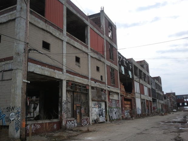 The last operating business inside the old Packard Plant is housed in a portion of rented space in this dilapidated part of the plant. 