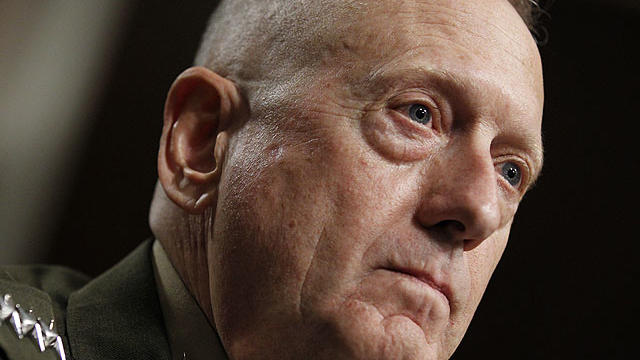 In a July 10, 2010 photo Marine Corps Gen. James Mattis testifies on Capitol Hill in Washington before the Senate Armed Services Committee.  
