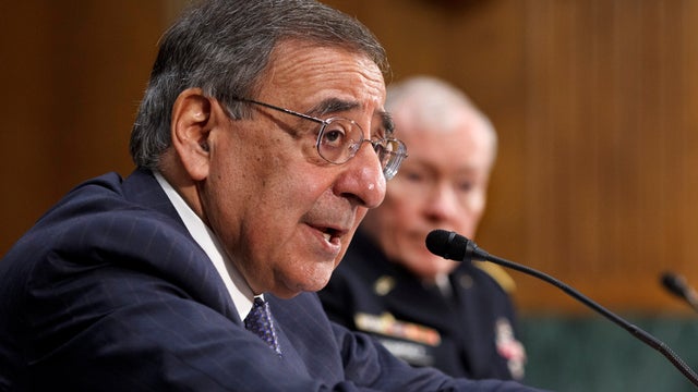 Defense Secretary Leon Panetta, accompanied by Joint Chiefs Chairman Gen. Martin Dempsey, testifies on Capitol Hill in Washington, Wednesday March 7, 2012, before the Senate Armed Services Committee hearing on the crisis in Syria and the risks for U.S. in 