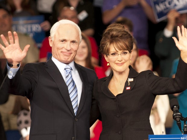 Ed Harris portrays Arizona Sen. John McCain and Julianne Moore portrays Sarah Palin in a scene from "Game Change," a film about the 2008 presidential race, in this undated image released by HBO. 